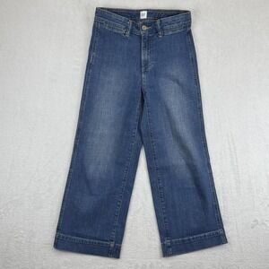 GAP Jeans Womens 00 Petite 24 High Rise Wide Leg Crop Blue Denim Casual Pants
